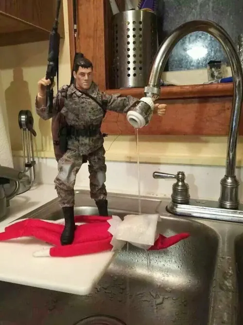 Elf On The Shelf tortured by Action Man joke