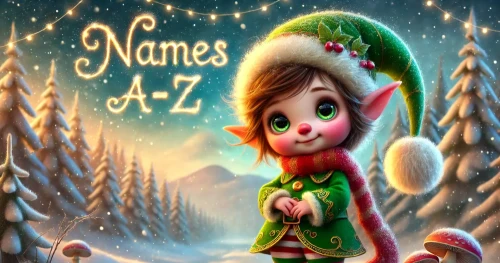 AI elf images with your childs name in the sky A-Z