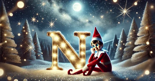 AI Images of elf writing names in the sky beginning with 'N'