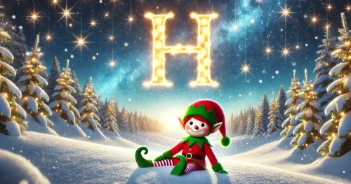 AI Images of elf writing names in the sky beginning with 'H'