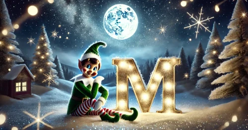AI Images of elf writing names in the sky beginning with 'M'