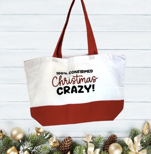 '100% confirmed Christmas crazy!' Large Shopping Tote Bag